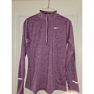 Nike Running Dri-FIT Womens Small Purple Heathered Quarter Zip Pullover Top
